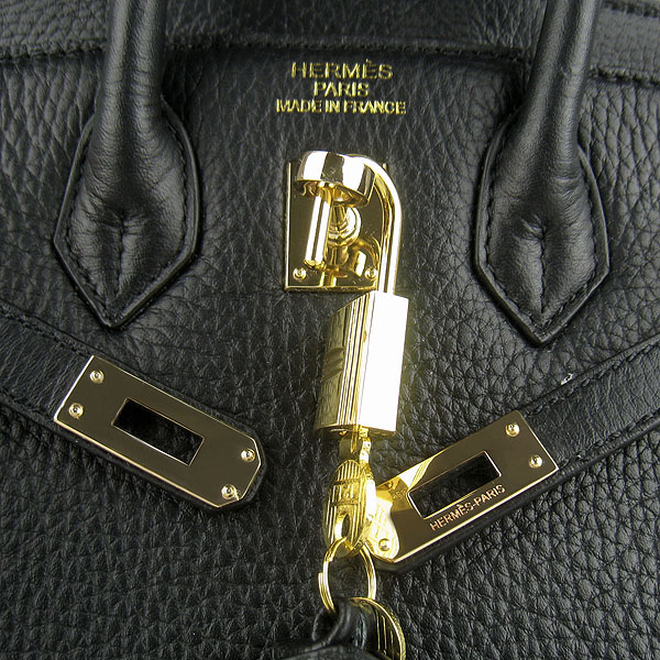 Super A Replica Hermes Togo Leather Birkin 25CM Handbag Black 6068